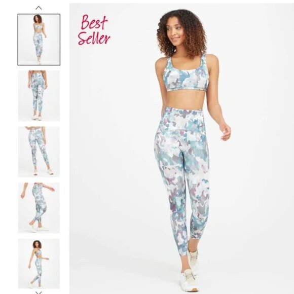SPANX Booty Boost® Active Printed 7/8 Leggings M Painted Blue Camo Activewear - Picture 2 of 11